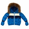 Пуховий костюм (куртка+напівкомбінезон) з хутром ADD синій 80, 92, 98 см.