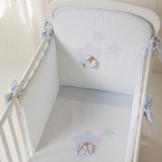 Постільний комплект для немовлят Nanan Puccio Star біло-блакитний в горошок