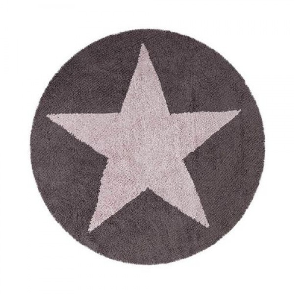 Килимок Lorena Canals Reversible Star темно-сірий з рожевим Ø140