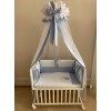 Балдахін на дитяче ліжечко Minibambini із сітки з кантом біло-блакитний